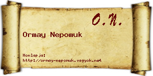 Ormay Nepomuk névjegykártya